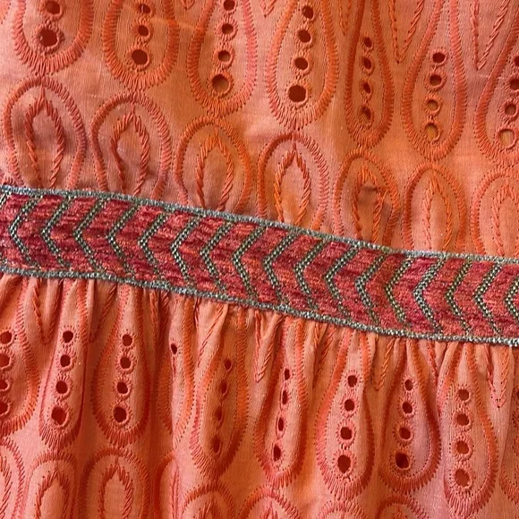 NWT Sam Edelman Strappy Orange Eyelet Ruffle MIDI Summer Dress Fully Lined. Sz 4 - Picture 6 of 12